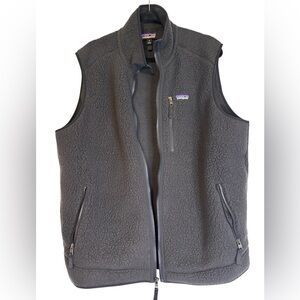 Patagonia Men's Classic Black Charcoal Fleece Zip Up Vest Size XL
